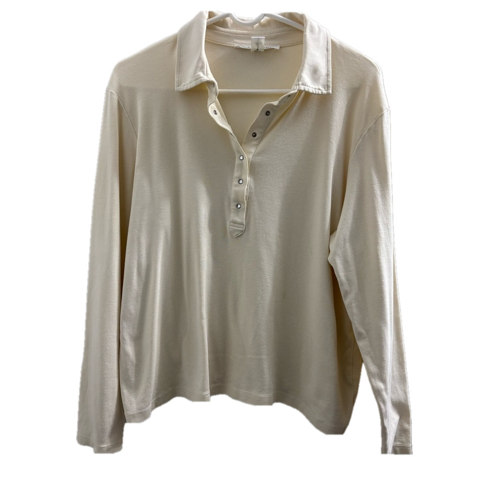 Women’s  Josephine Chaus Cream Long Sleeve Shirt 100% Cotton